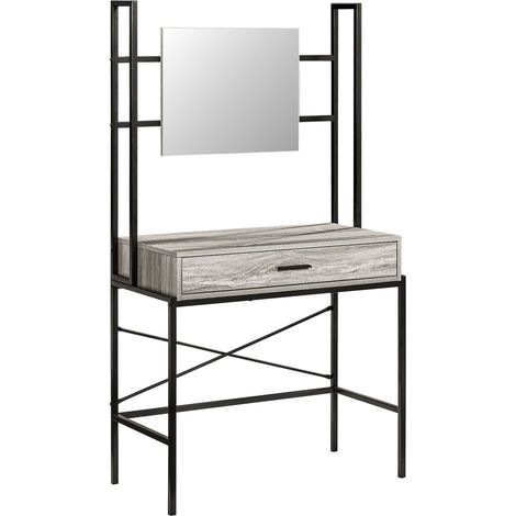 Brooklyn Industrial Dressing Table 1 Drawer Makeup Desk Vanity Set Bedroom Furniture, Grey (1/5)