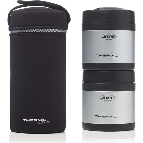 Jané Contenitori Termicos Per Solidi, Individuale 2 X 500 Ml, Inox, Con Borsa Di Transporto, Mantieni La Temperatura 8 Ore, 3 Unità (Confezione da 1) (1/3)