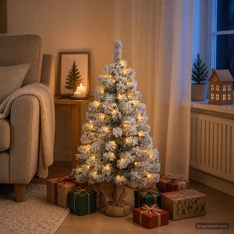 vidaXL Mini Árbol de Navidad 90 cm 50 LED Blanco Cálido PVC Blanco (1/5)