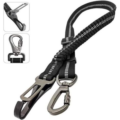 Ceinture Securite Chien Ceinture Chien Voiture Ceinture de Sécurité Longueur Réglable Amorti Absorption des Chocs Ceinture Réfléchissante Élastique Noire Convient à Tous Les Chiens et (1/5)