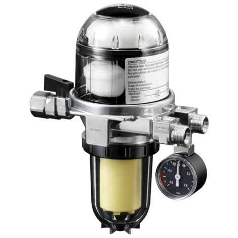 OVENTROP Kombination Heizölfilter und Heizölentlüfter Toc-Duo-3 DN 10, tankseitig G 3/8 IG, brennerseitig G 3/8 AG, mit Unterdruckmanometer und Filtereinsatz aus Sinterkunststoff 25-40 mym, 2142762 (1/2)