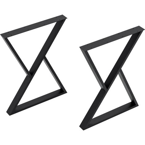 Set de 2 patas de mesa Karvia forma triangular acero 72x55cm - Negro [en.casa]