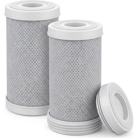 Lot de 2 filtres de rechange pour robinet, élément filtrant en fibre de carbone, compatible avec les filtres à eau à affichage numérique, filtre efficace pour une eau du robinet (1/5)