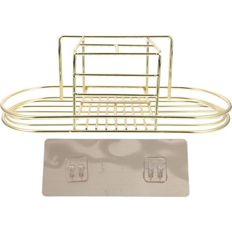 Étagère de Salle de Bain et Drainage Fond Antidérapant Doré Support de Rangement Pratique pour Accessoires de Bain (1/5)