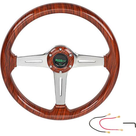 14-inch Acrylic Steering Wheel (345mm) for Car Modification - Racing Steering Wheel - Acrylic - Peach Wood Color (1/4)