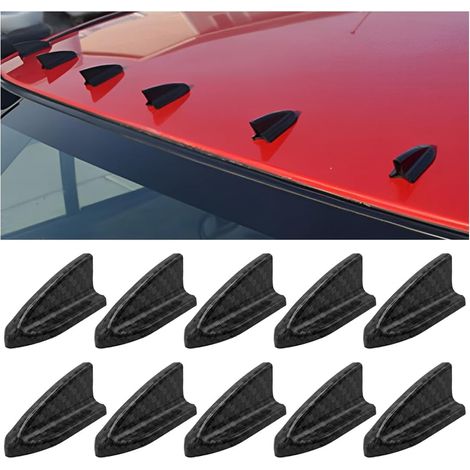 10 Pièces Aileron De Toit De Voiture avec Aileron De Requin Kit Générateur Vortex, Aileron Requin Diffuseur en Fibre Carbone pour Toit Voiture Kit, pour La Plupart des Voitures, Camionnettes (1/5)