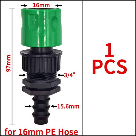 (KIT002-16mm) Raccord rapide 3/4'' à embout cannelé européen pour tuyau d'arrosage goutte à goutte en PE de 16 mm ou 20 mm (1/5)