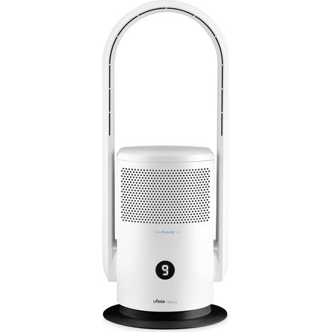 Ventilateur et Purificateur d’Air Sans Hélices 2‑en‑1, 35W, Filtre HEPA13, CADR 90 m³/h, 9 Vitesses, Oscillation 80º, Ultra‑Silencieux, Minuterie 8h, Écran LED, Télécommande (1/5)