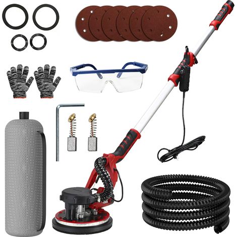 Ponceuse murale haute efficacité – 1390 W – 2800 tr/min – Filtration poussière 98 % – Perche télescopique 1,3-2 m – LED – Disque 225 mm (1/5)