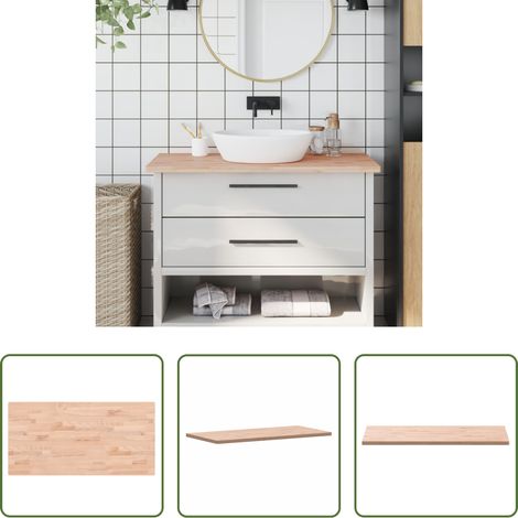 Bois de hêtre - Comptoir de salle de bain 100x50x2,5 cm bois massif de hêtre (1/5)