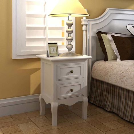 vidaXL Nightstands 4 pcs with 2 Drawers MDF White (1/5)