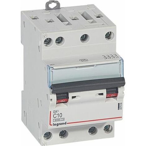Disjoncteur DX³6000 10kA arrivée haute et départ bas à vis 4 Pôles 400V 10A courbe C LEGRAND 407906