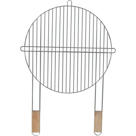 Grille Barbecue Ronde - Acier Chromé - Poignées Bois - Diamètre 51 Cm - 1 Pièce