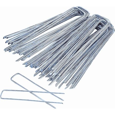 Lot de 50 piquets galvanisés à chaud de calibre 11 pour couverture de plantes, piquets de tente, piquets de jardin, aménagement paysager, piquets de cour, pour décoration, tissu (1/5)