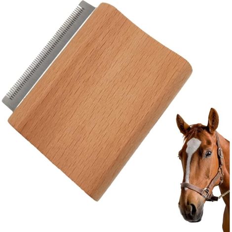 Peigne pour chevaux, peigne de massage pour chevaux, brosse de massage pour chevaux, brosse de massage beauté pour chevaux, convient aux chevaux, chats et chiens, 11 cm (en bois). (1/5)