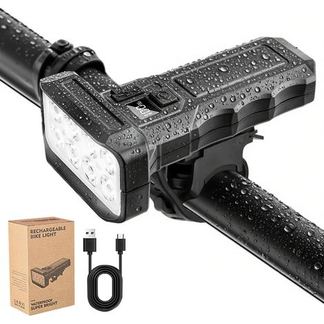 APEX Lumiere Velo Avant, Lampe Vélo LED avec Spot et Faisceau D'Inondation, Éclairage de Velo Rechargeable par USB, Étanche (1/5)