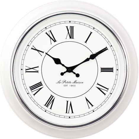 Mebus 19233 Quarz Wanduhr 40 cm x 5 cm Weiß