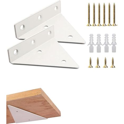 Weiße, schwebende Regalhalterung für Holzregale, 2 Stück mit Befestigungsschrauben, unsichtbare Befestigung für leichte Wandregale.