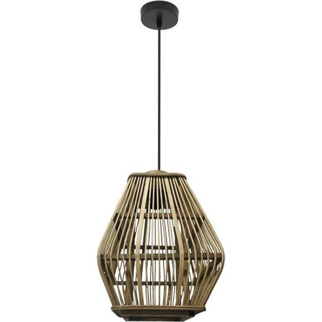 Colgante Tojar Negro/bambu Natural 1xe27 Regx23x23 Cm