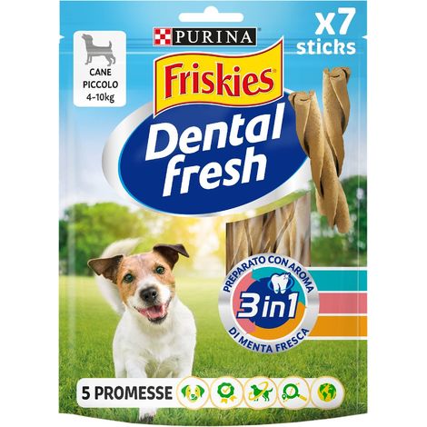 PURINA FRISKIES Dental Fresh Snack per l'Igiene Orale per Cani Adulti Stick 6 Confezioni da 110g (1/5)