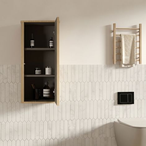Meuble mural 36x29x75 cm en MDF et contreplaqué, chêne, push-to-open, petits espaces – MEUBLIV (1/5)