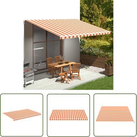 The Living Store Tissu de remplacement pour auvent Jaune et orange 5x3,5 m - Tissus D'auvent - Auvent De Jardin - Toile D'ombrage - Protection Solaire - Parasol De Jardin (1/6)