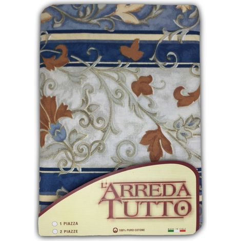 TELO ARREDO COPRITUTTO GRAN FOULARD COPRILETTO COPRIDIVANO TESSUTO EDERA BLU 2 PIAZZE