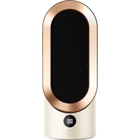 Mini space heater, 800 watts, two fan speeds, PTC ceramic heating element, 220 volts, white. (1/4)