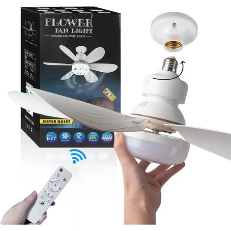 Ventilateur de Plafond avec Lumière et Télécommande, 52CM 40W Petit Ventilateur LED Dimmable, 2000LM, 3 Couleurs 3000-6500K, 3 Vitesses, Douille E27 pour Chambre, Cuisine, Salle de Bain (1/5)