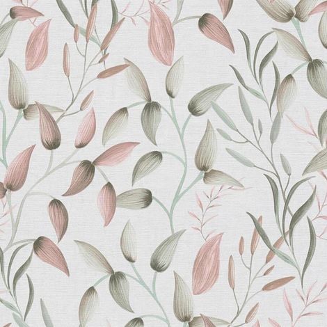 Pink Green Flower Bulb Wallpaper Floral Botanical Textured Paste The Wall Vinyl (1/4)
