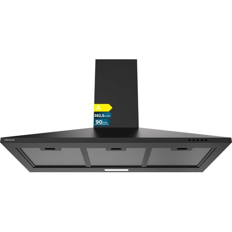 Cecotec Campana Extractora Piramidal 90 cm Bolero Flux PM 904000 Black A. Acabado Pintado Negro, Succión 382,5 m³/h