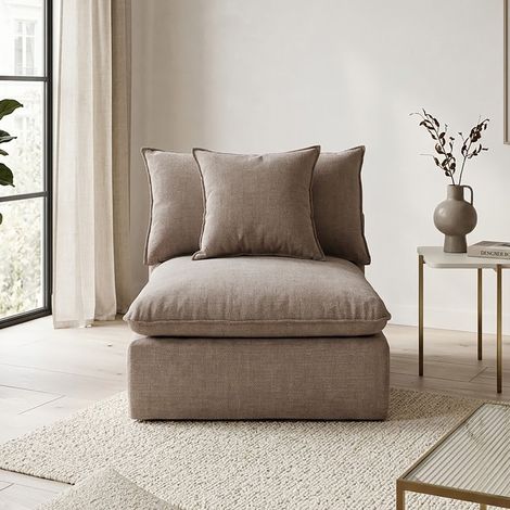 Chauffeuse 85x105x85 cm en tissu texturé taupe - MODUSOF (1/5)
