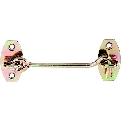 Alberts 903848 Crochet contrevent, avec platines d'angle ou oeillets sur les platines, electro-galvanise, passive a couche epaisse, longueur 100 mm, crochet 5,2 mm
