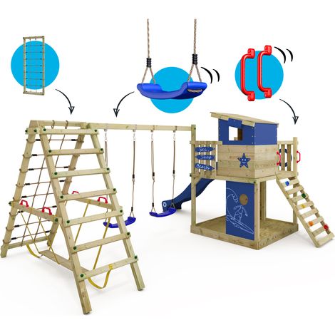 Tour De Jeu Wickey GateFlyer – Château Avec Toboggan, Balançoire, Bac à Sable, Escalade – Aire De Jeux Extérieure
