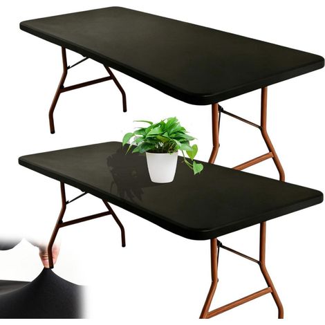 2er Set Tischdecke abwaschbar 183x76cm mit Gummizug, rechteckig, schwarz