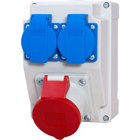 Baustromverteiler Wandverteiler 1x 16A 5-polig 400V CEE 2x 230V Bals Schuko Steckdosen IP65