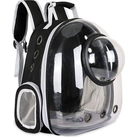 Sac à Dos avec Capsule d'espace pour Animal Domestique de Petite et Moyenne Taille, Transparent, Respirant, résistant à la Chaleur, pour Voyage, randonnée, Marche, Camping (Noir) (1/5)