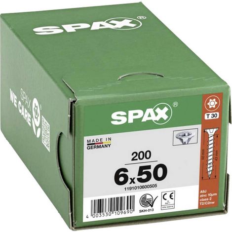 SPAX 1191010600505 Vite da legno 6 mm 50 mm T-STAR plus Acciaio WIROX 200 pz.