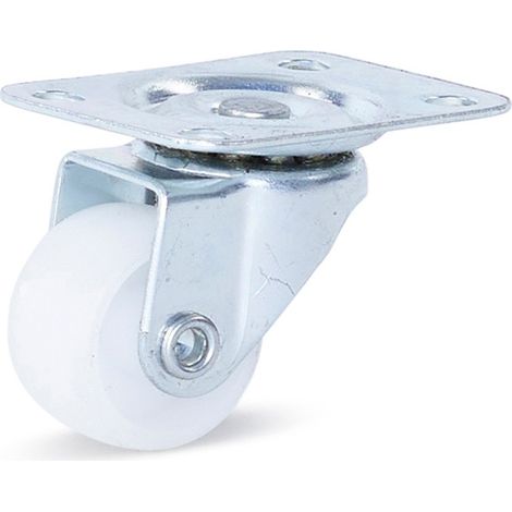 Roulette pivotante - MESO - PP blanc petit - Platine - 25mm - 15kg