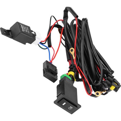 Interrupteur universel 12V pour feux antibrouillard LED auto, kit câblage avec fusible et relais, commande marche/arrêt, faisceau électrique voiture (1/5)