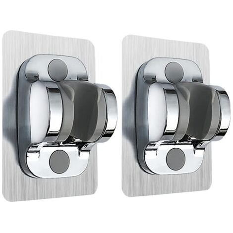 Support de Douche à Main sans Perçage,Support de Pommeau de Douche Mural avec à Angle Réglable,Imperméable,Adhésif Puissant,Universel Support de Douche pour Salle de Bains(Argent 2PCS) (1/5)