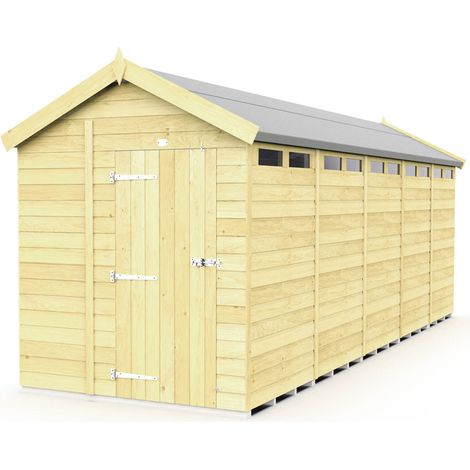 7 x 20 Feet Apex Security Shed - Single Door - Wood - L592 x W214 x H217 cm