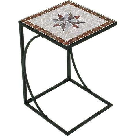 Beistelltisch mit Mosaik GARDA-120 in braun/grau/rot/beige, B/H/T: ca. 35/53/35 cm (1/2)