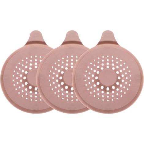 3er-Packung runde Silikon-Haarfänger für Duschabläufe, Durchmesser 14 cm, für Küche, Bad, Badewanne, rosa (1/4)
