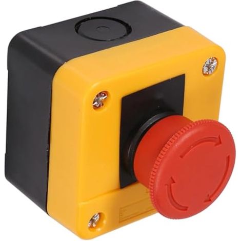 Interrupteur d'arrêt d'urgence, 660 V 10 A, bouton-poussoir champignon rouge, boîtier en plastique (1/5)