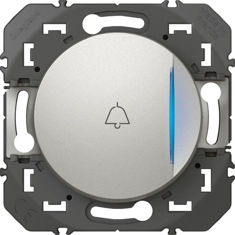 Legrand – Poussoir lumineux Dooxie 6A 250V – Finition alu – Bornes automatiques pour raccordement rapide – Idéal pour installation intérieure