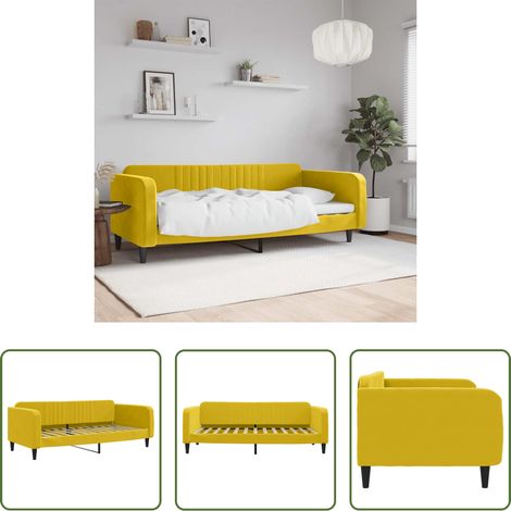 vidaXL Canapé nuit - Lit de repos sans matelas jaune 100x200 cm velours (1/5)
