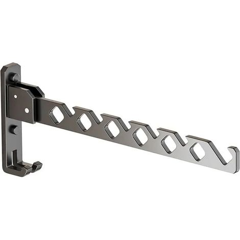 Cintre pliable en alliage d'aluminium, crochet mural pour accrocher vêtements sur balcon, salle de bain ou couloir (noir). - - Noir (1/5)