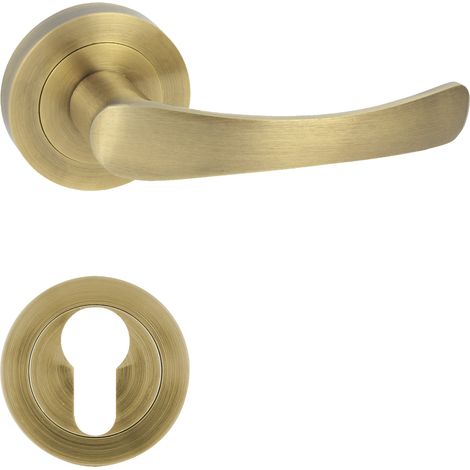 DOMINO Poignée de porte NOVA R M3 PZ Poignée avec plaque PZ pour cylindre profilé Bronze (1/5)