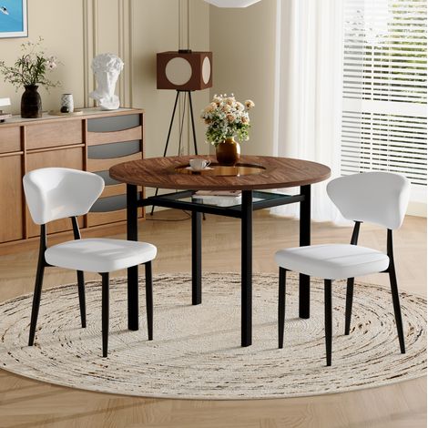 Conjunto mesa comedor redonda y 2 sillas PU OKMYHOME (1/5)